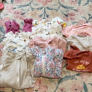 Baby Clothing Bundle with Floral and Striped Patterns